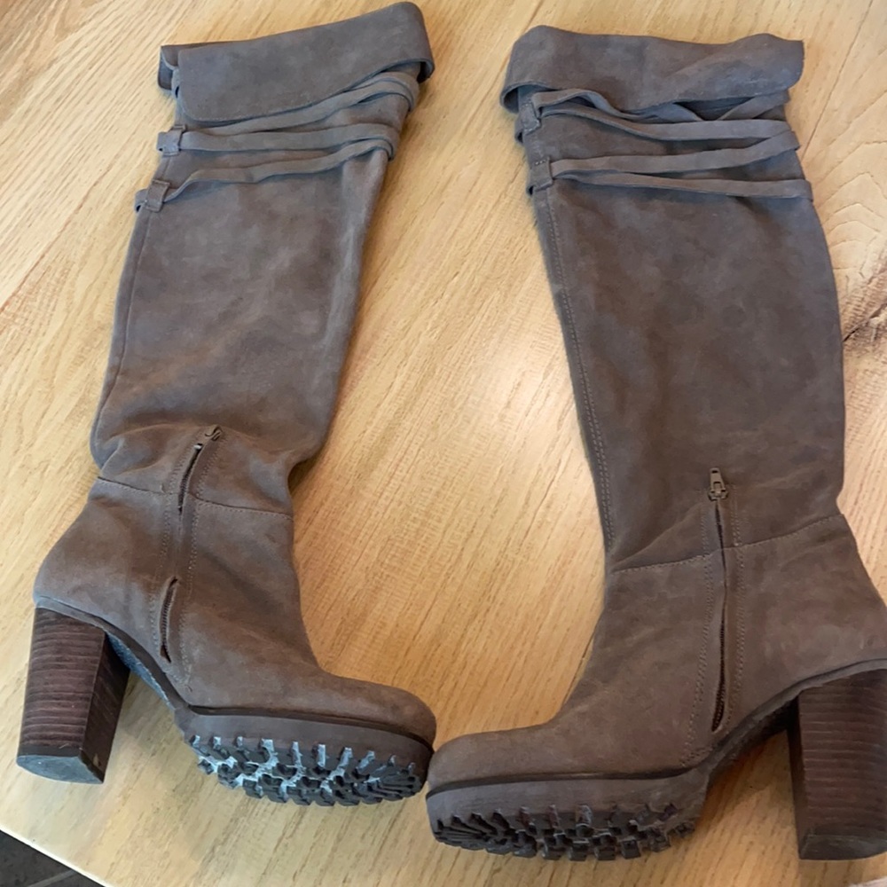 Boots, suede over the knee boots